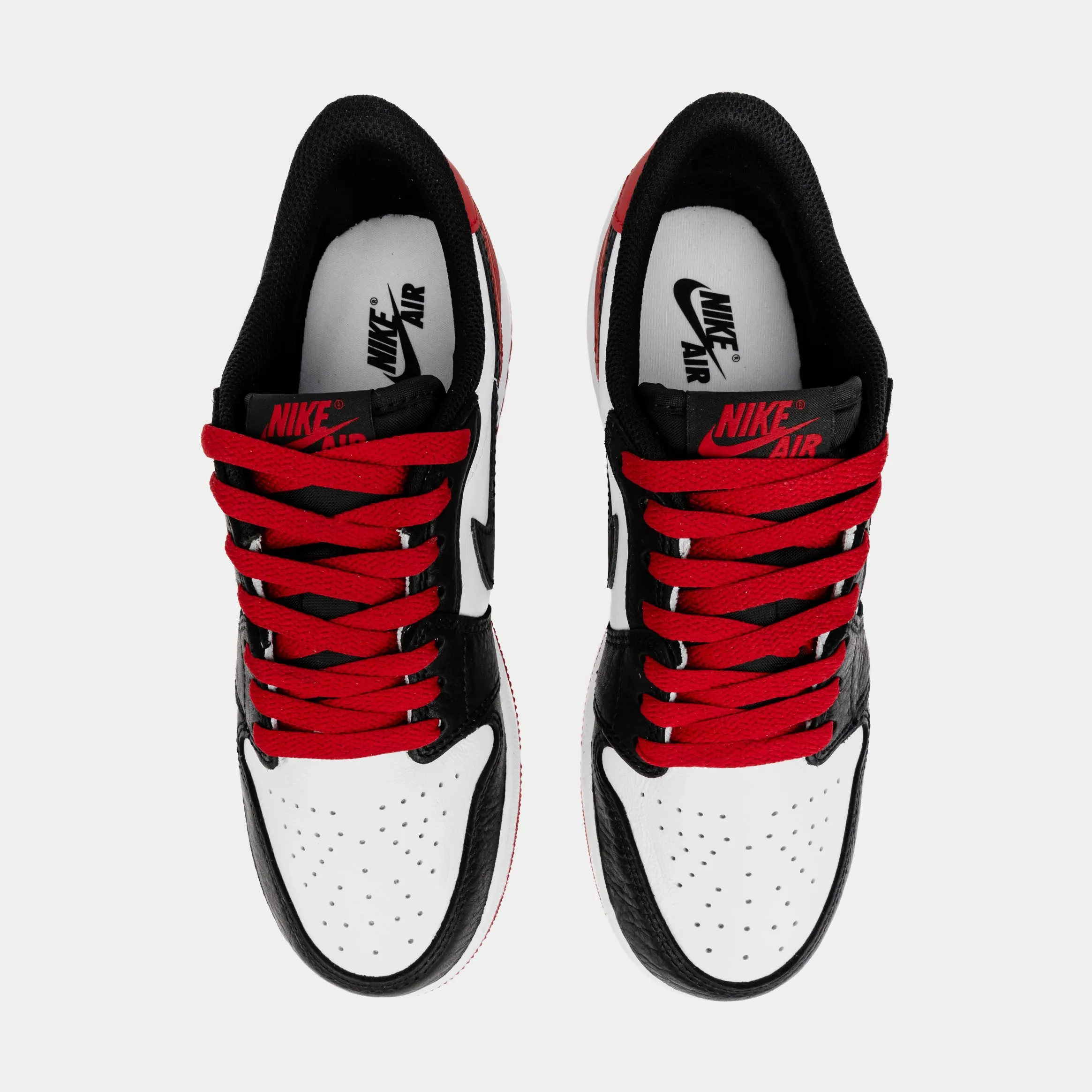 Air Jordan 1 Retro Low OG Black Toe Grade School Lifestyle Shoes (White/Red)