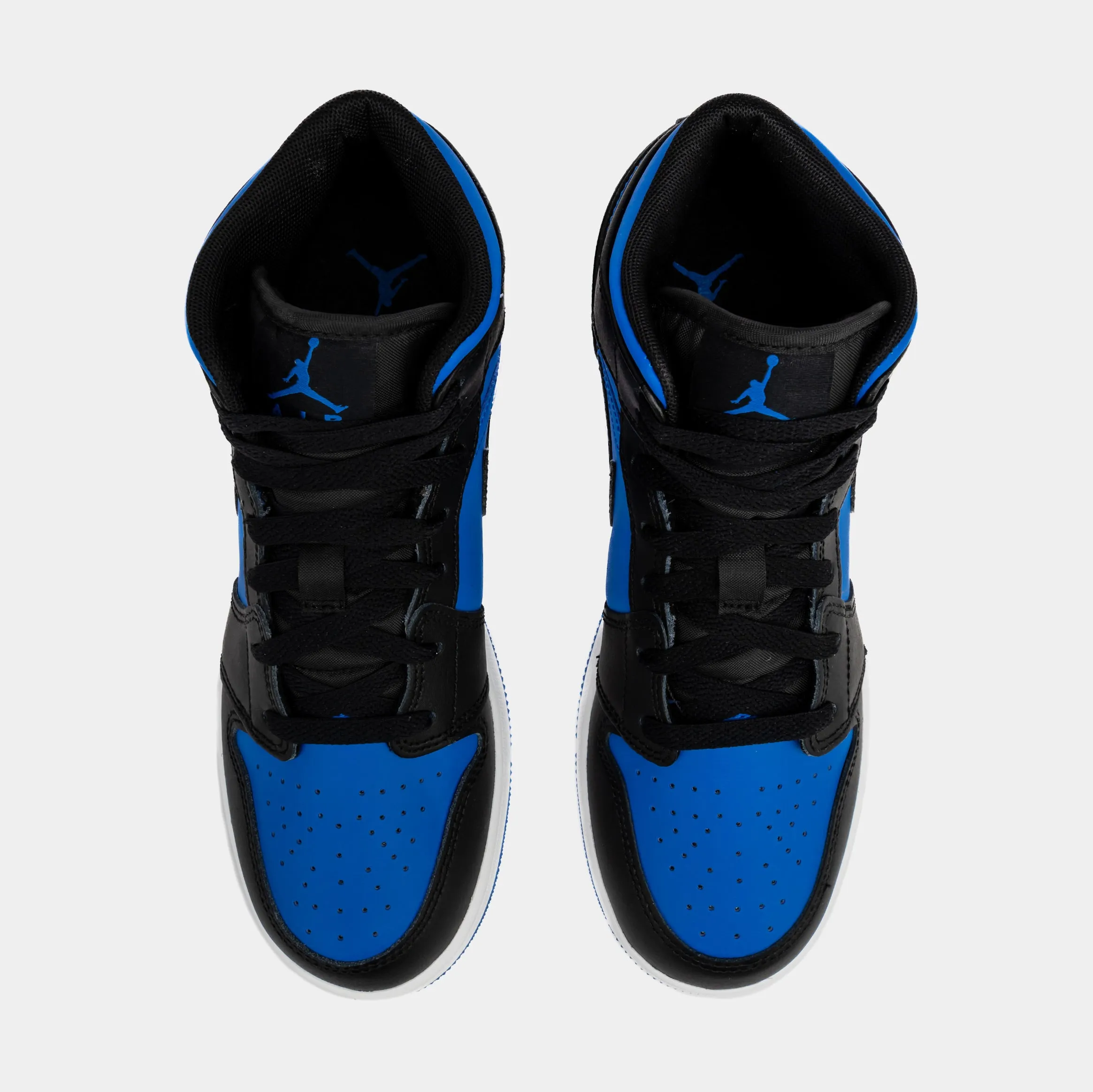 Air Jordan 1 Retro Mid Black Royal Blue Grade School Lifestyle Shoes (Black/Blue)