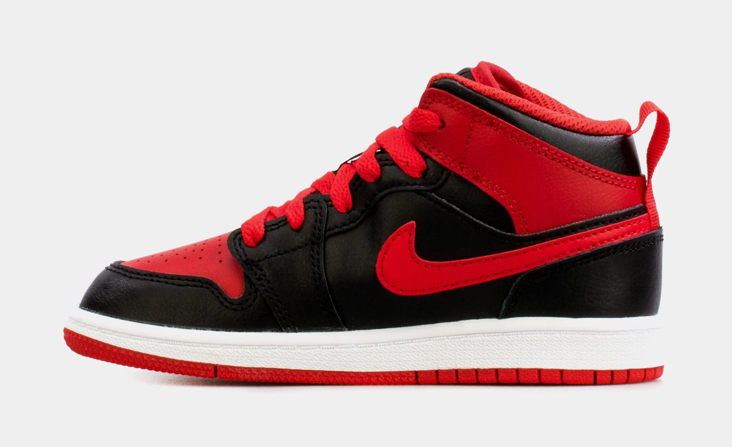 Air Jordan 1 Retro Mid Preschool Lifestyle Shoes (Black/Red)