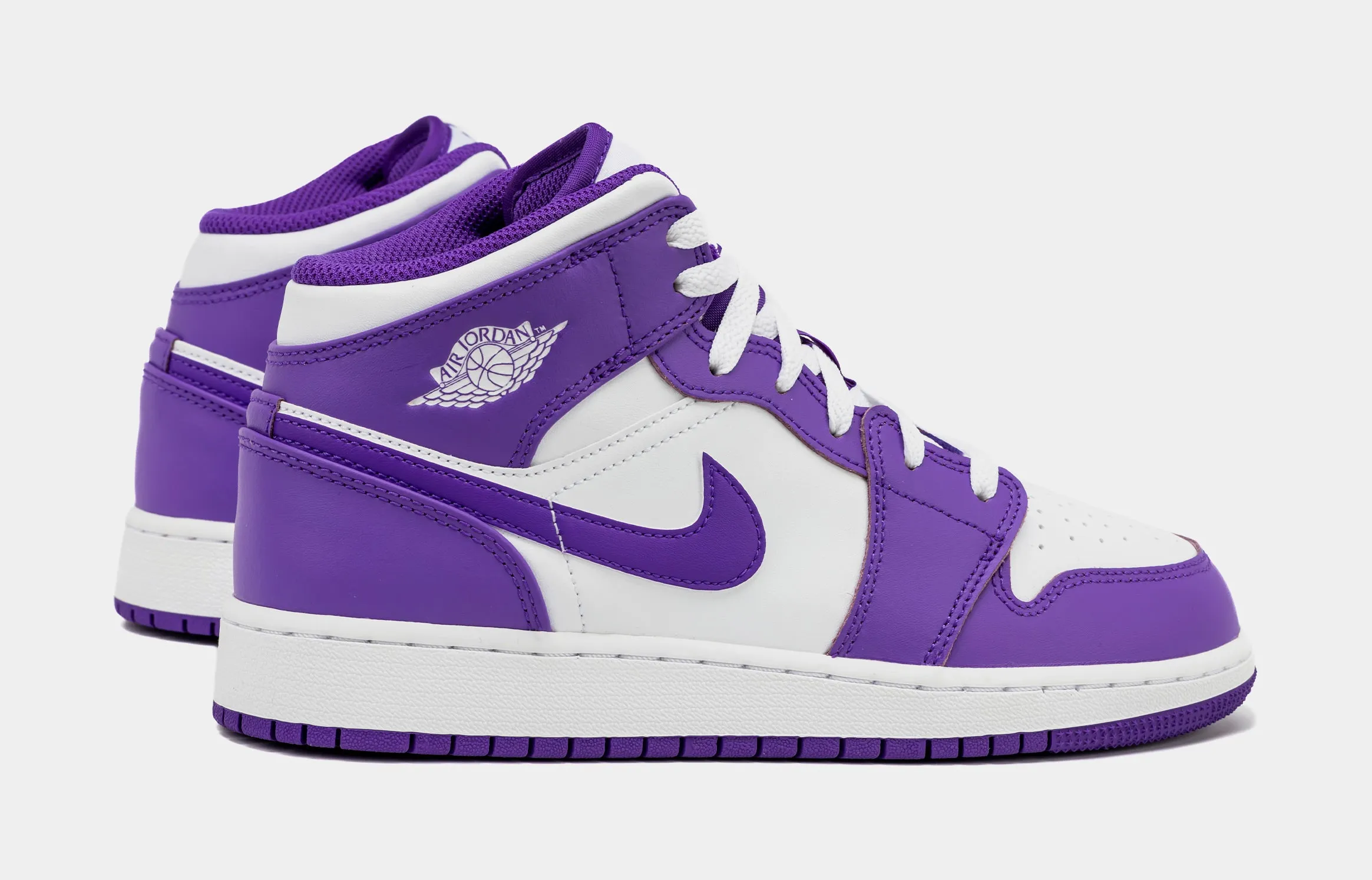 Air Jordan 1 Retro Mid Purple Venom Grade School Lifestyle Shoes (Purple/White)