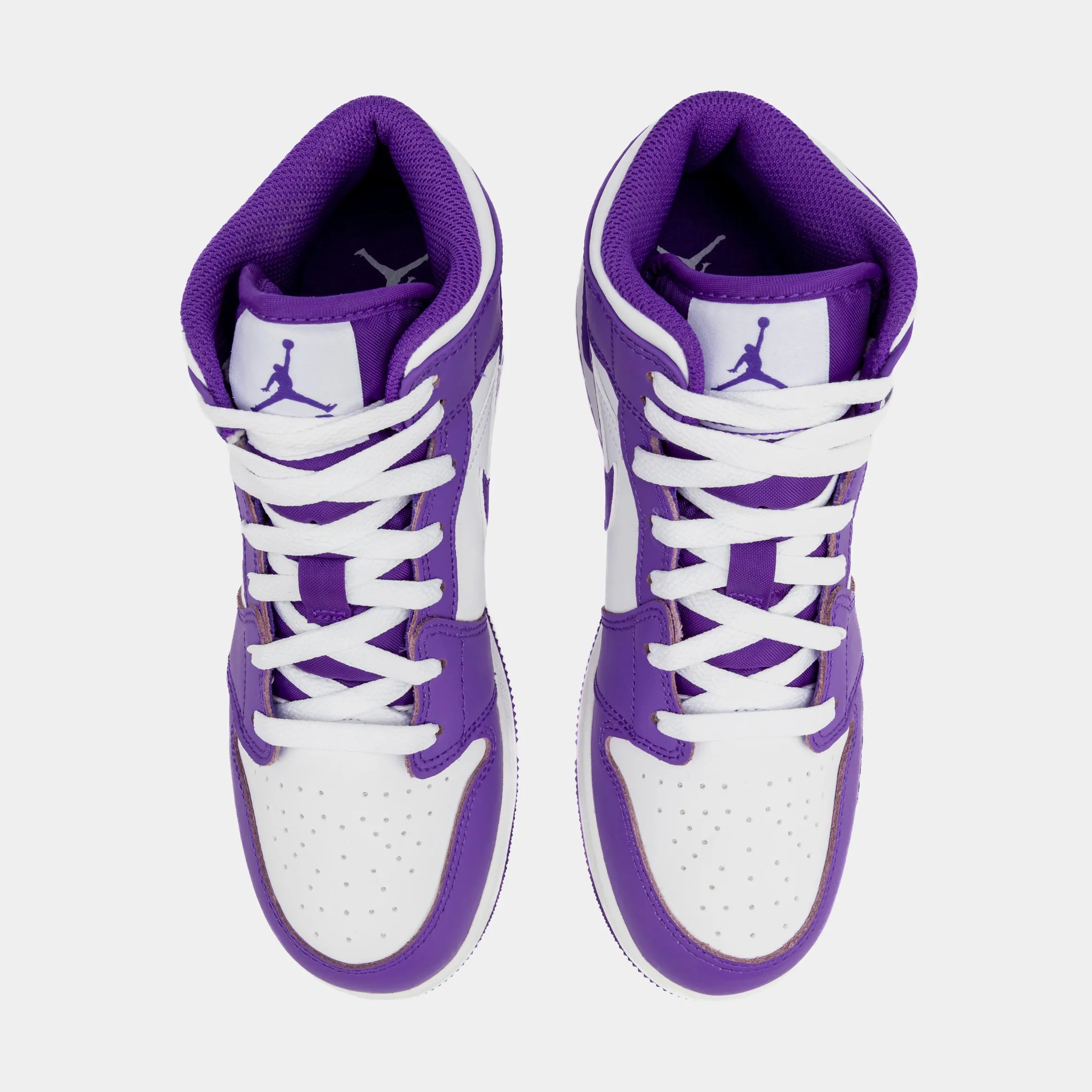 Air Jordan 1 Retro Mid Purple Venom Grade School Lifestyle Shoes (Purple/White)