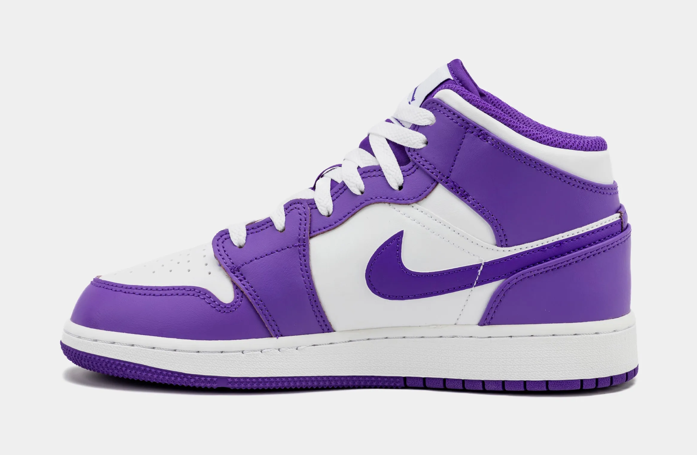 Air Jordan 1 Retro Mid Purple Venom Grade School Lifestyle Shoes (Purple/White)