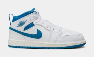 Air Jordan 1 Retro Mid SE Industrial Blue Preschool Lifestyle Shoes (White/Sail/Industrial Blue)