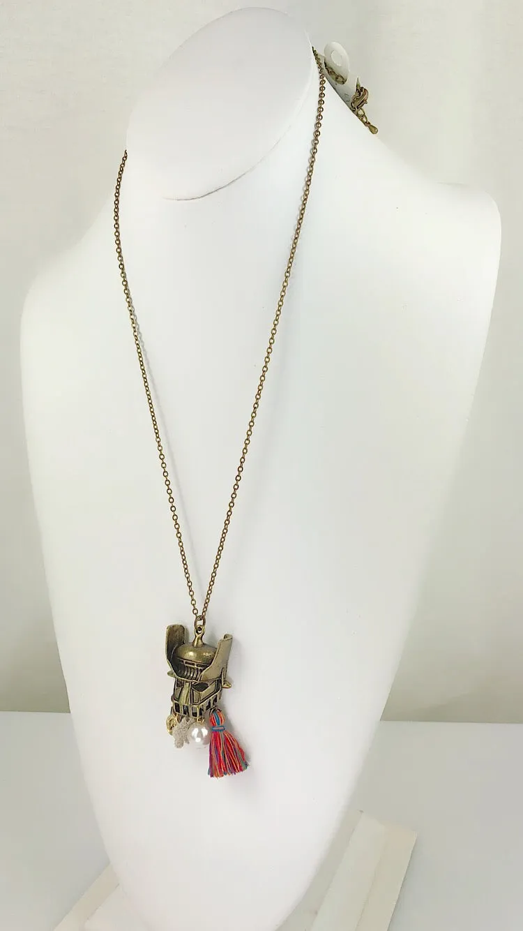 Beatiful Vintage Style Retro Mazinger Z Face Long Necklace