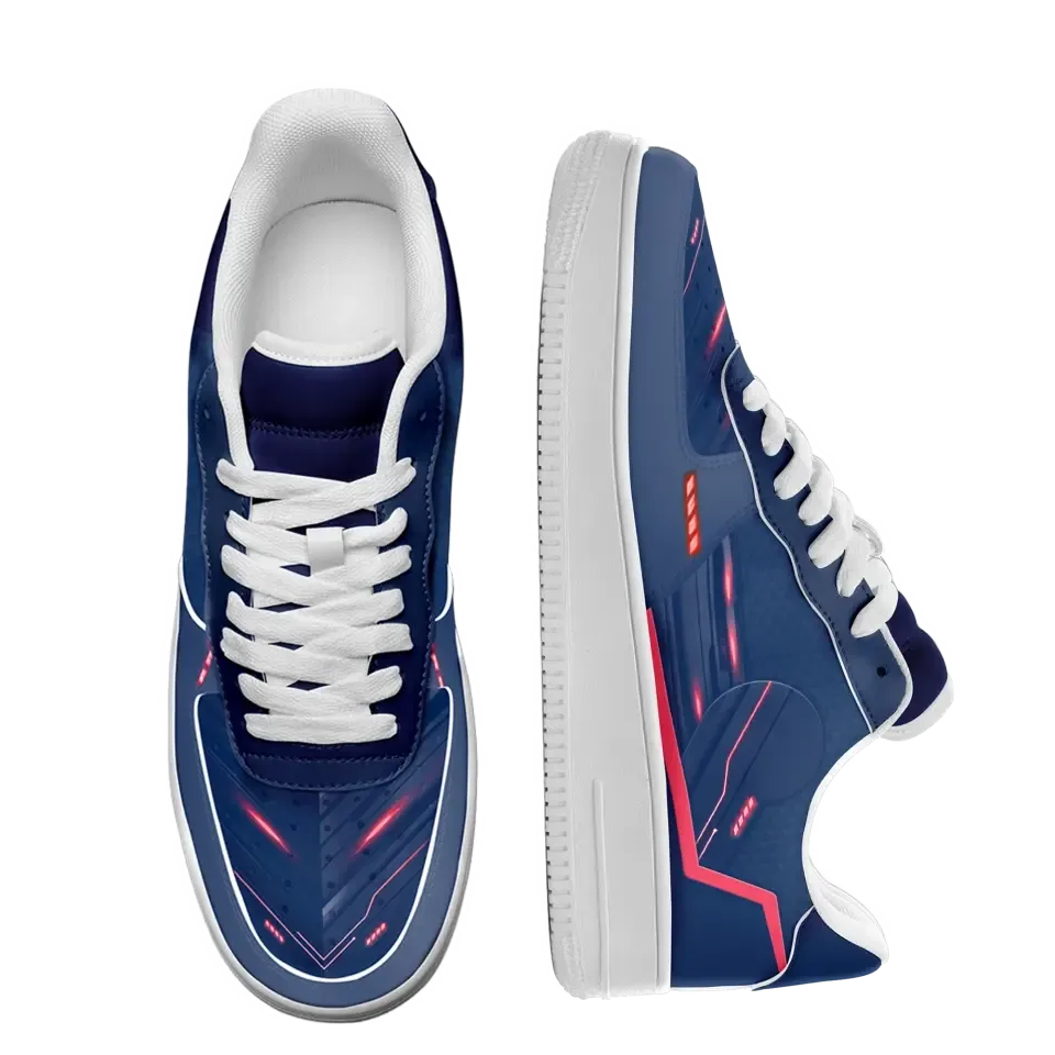 Corporate Thank You Gifts, Custom Corporate Client Gifts Blue Customized Air Force 1 with print on demand Sneakers--Low Top, AFL-C0602