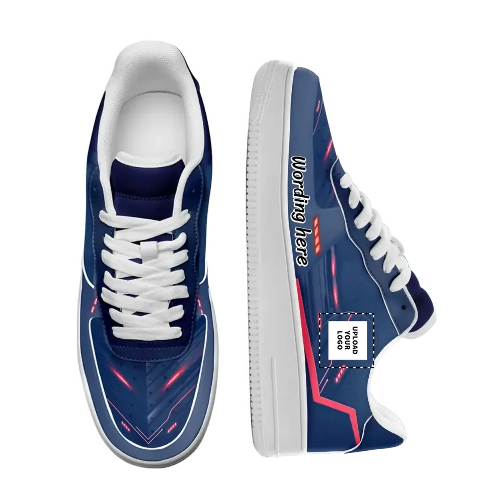 Corporate Thank You Gifts, Custom Corporate Client Gifts Blue Customized Air Force 1 with print on demand Sneakers--Low Top, AFL-C0602