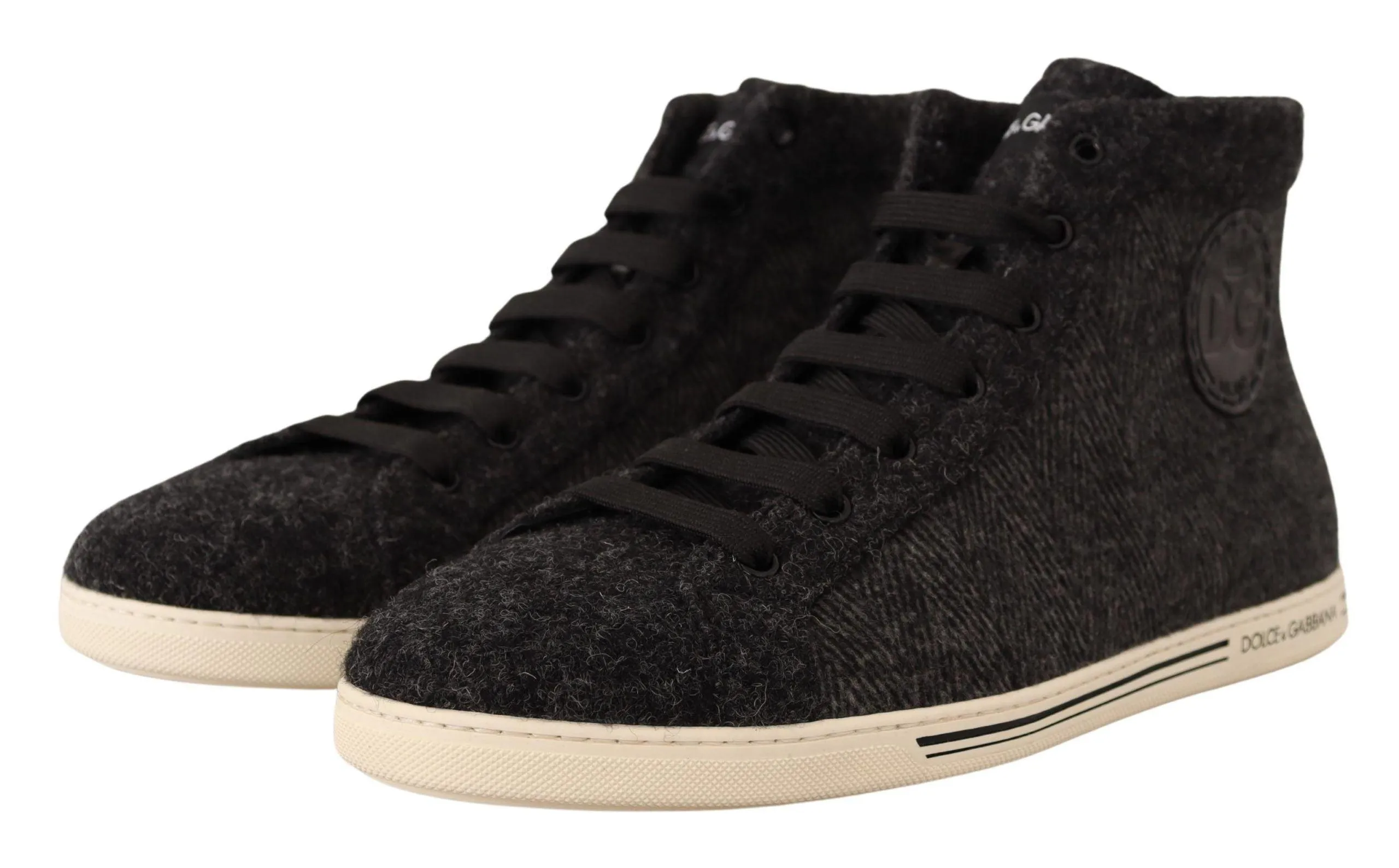 Dolce & Gabbana Gray Wool Cotton Casual High Top Sneakers