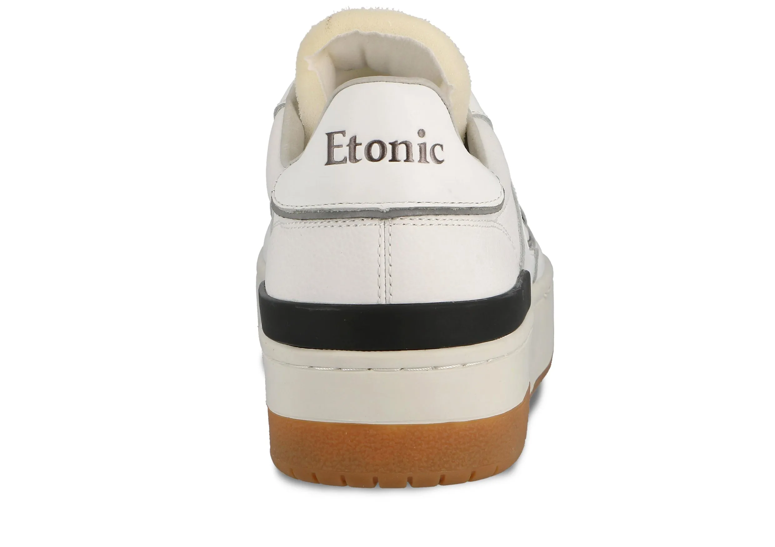 Etonic B481 sneakers in white leather, white mesh and black details with white midsole and honey bottom outsole.