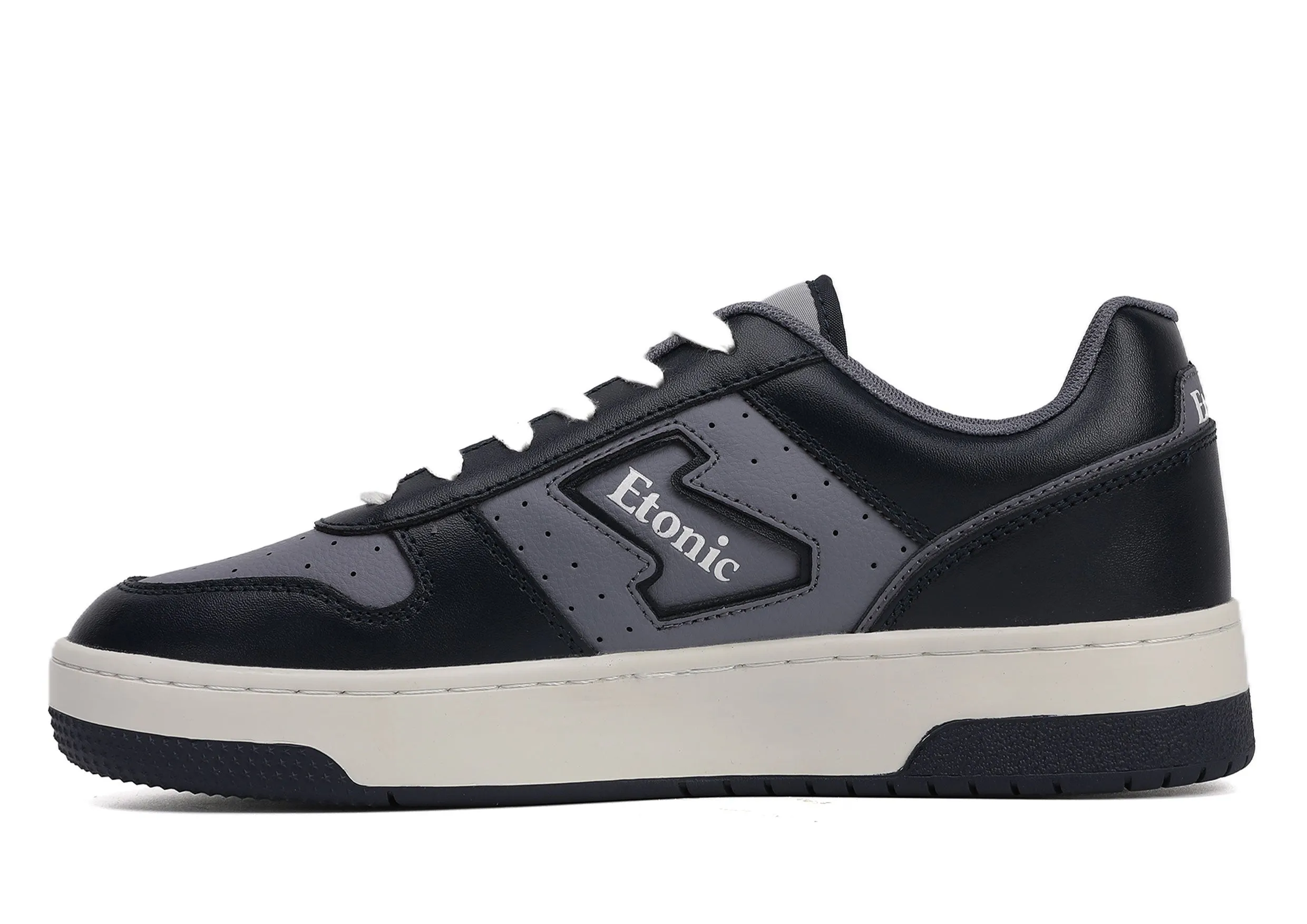 Etonic THE DOC sneakers in dark blue and powder blue leather, with off white midsole and dark blue bottom outsole.