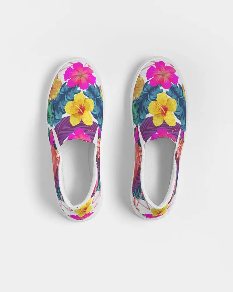 FLORAL FLAMINGOS CANVAS SHOES