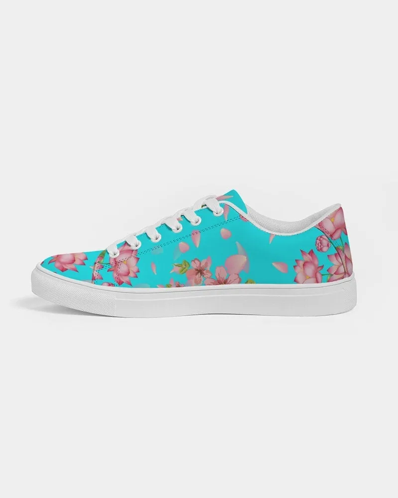 Floral Lotus Turquoise Sneakers