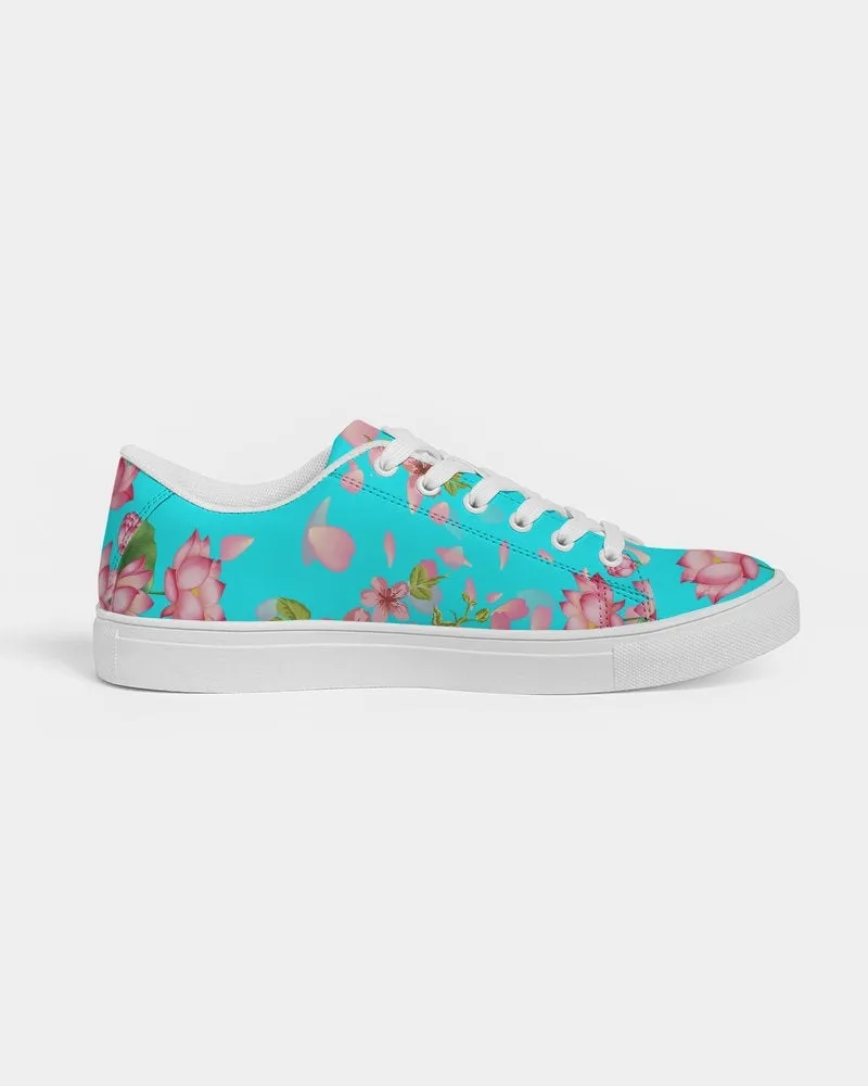 Floral Lotus Turquoise Sneakers