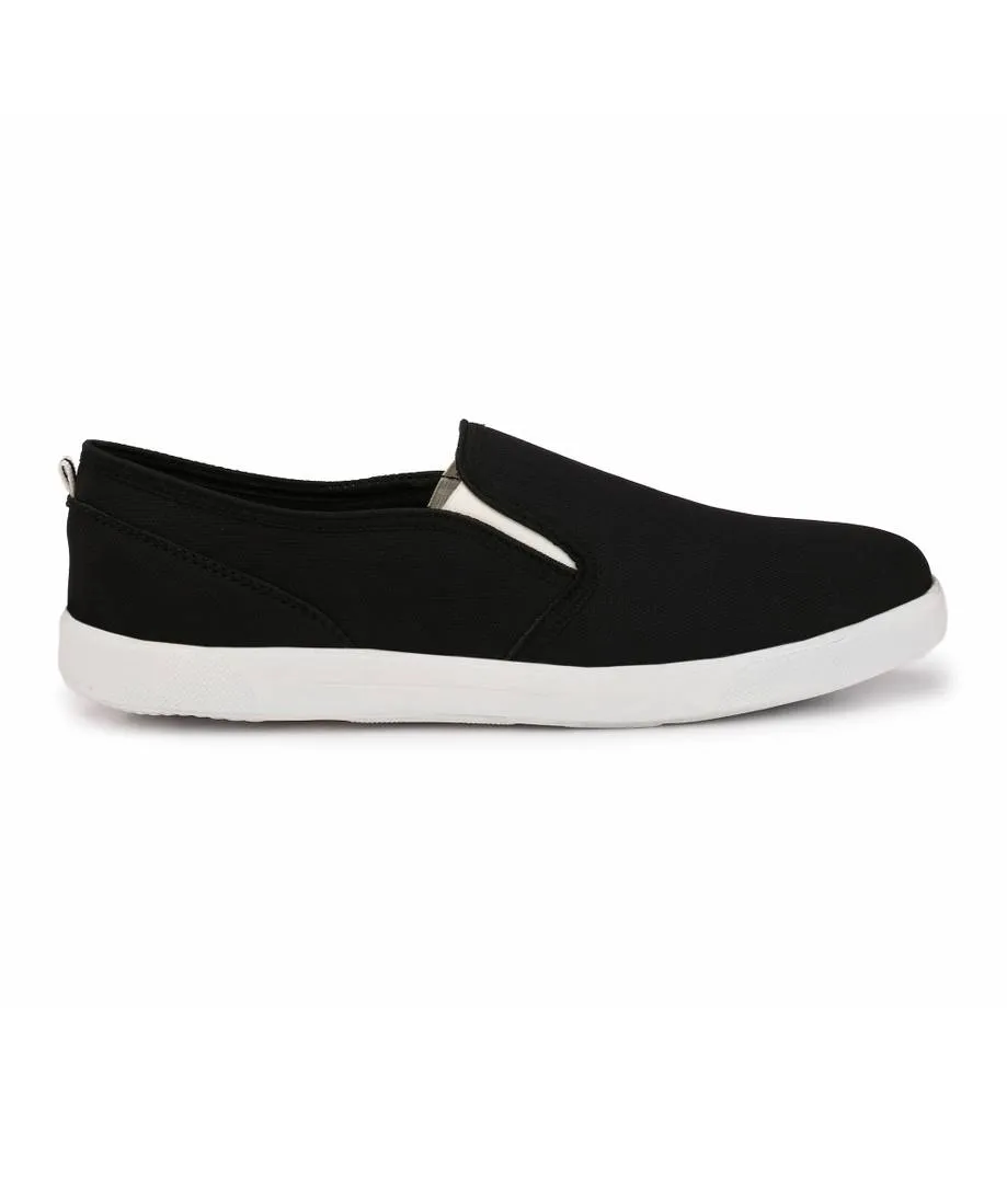 Men Black Slip-On Canvas Casual Shoes