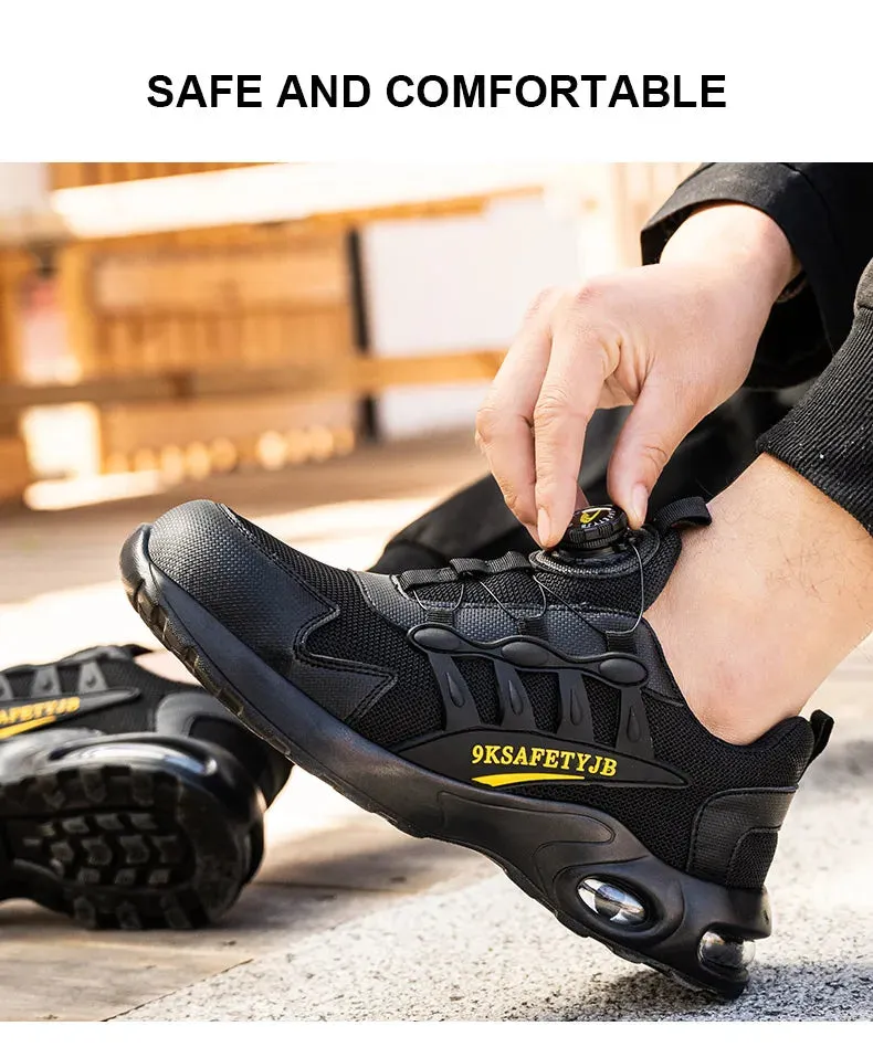 Men High Quality Safety Shoes Rotary Buckle Work Air Cushion Indestructible Sneakers - MS50297