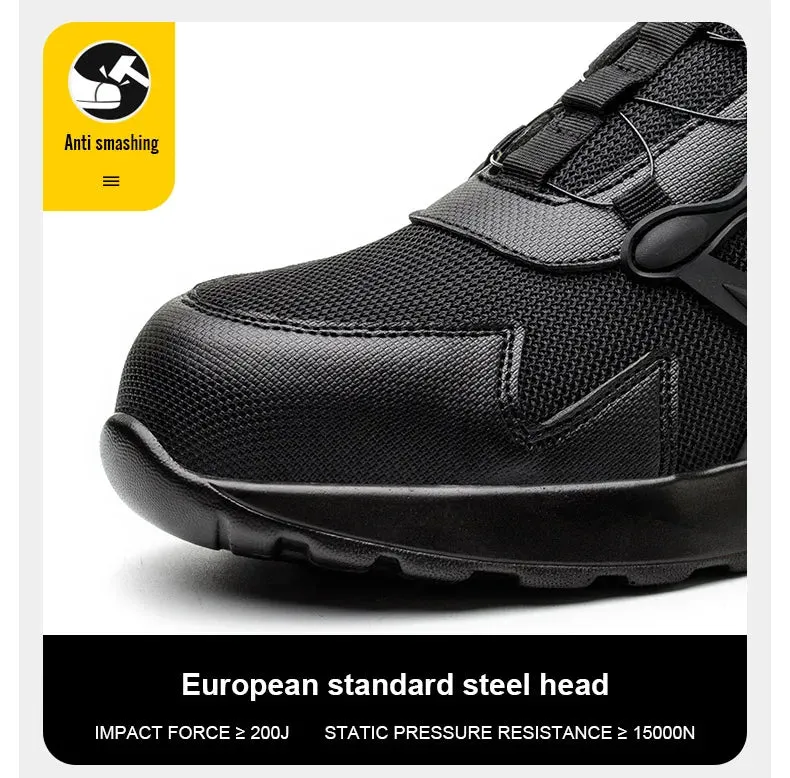 Men High Quality Safety Shoes Rotary Buckle Work Air Cushion Indestructible Sneakers - MS50297