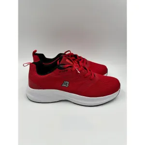 Men's Size 8.5, Bright Red Knit Running Sneaker w/ Thick Sole & Bubble Sole