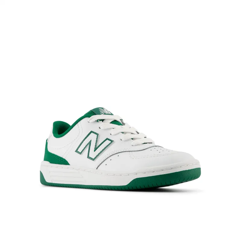 NEW BALANCE KID'S BB80 WHITE/GREEN SNEAKER SHOES