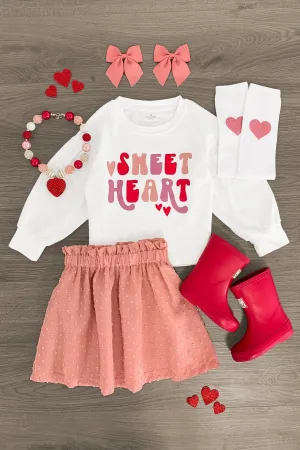 "Sweet Heart" White & Pink Skirt Set