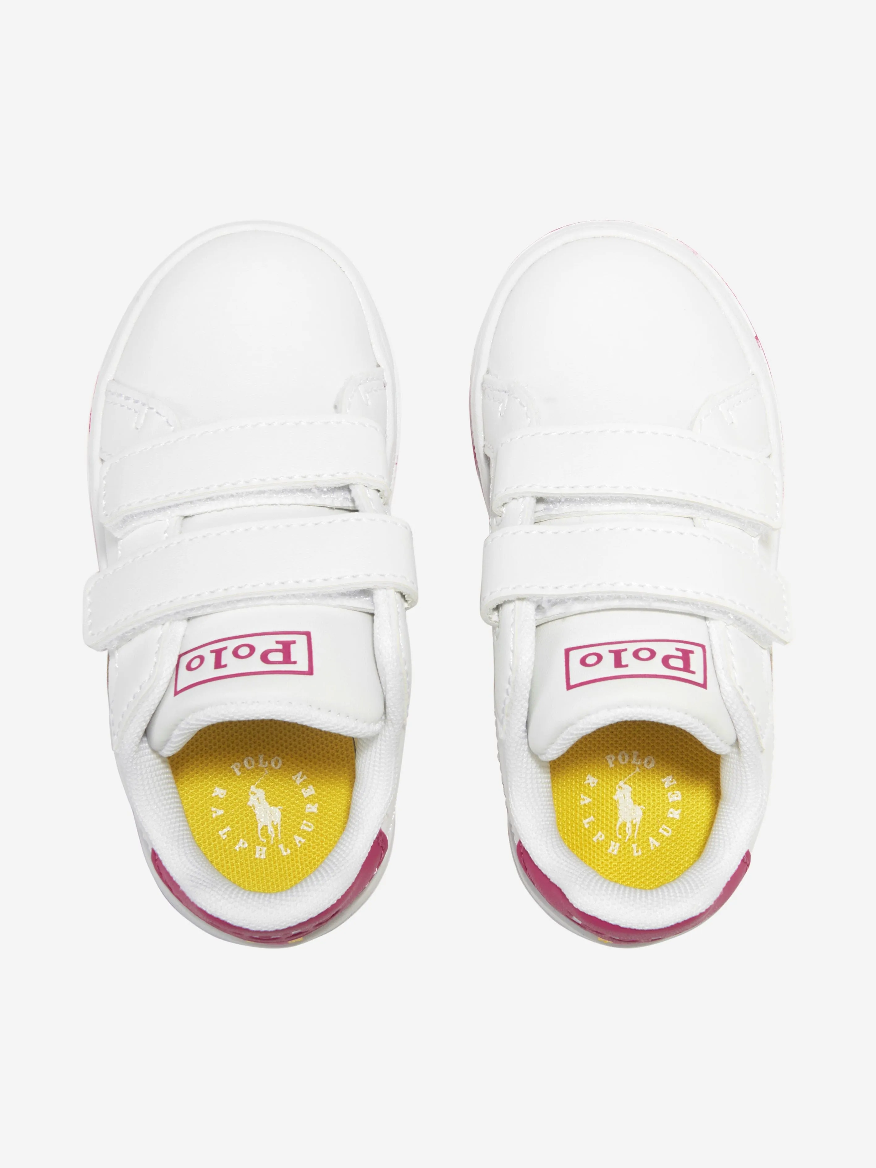 Ralph Lauren Girls Heritage Court II Velcro Bear Trainers in White