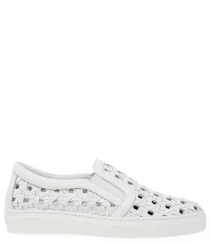 White Leather Woven Sneaker