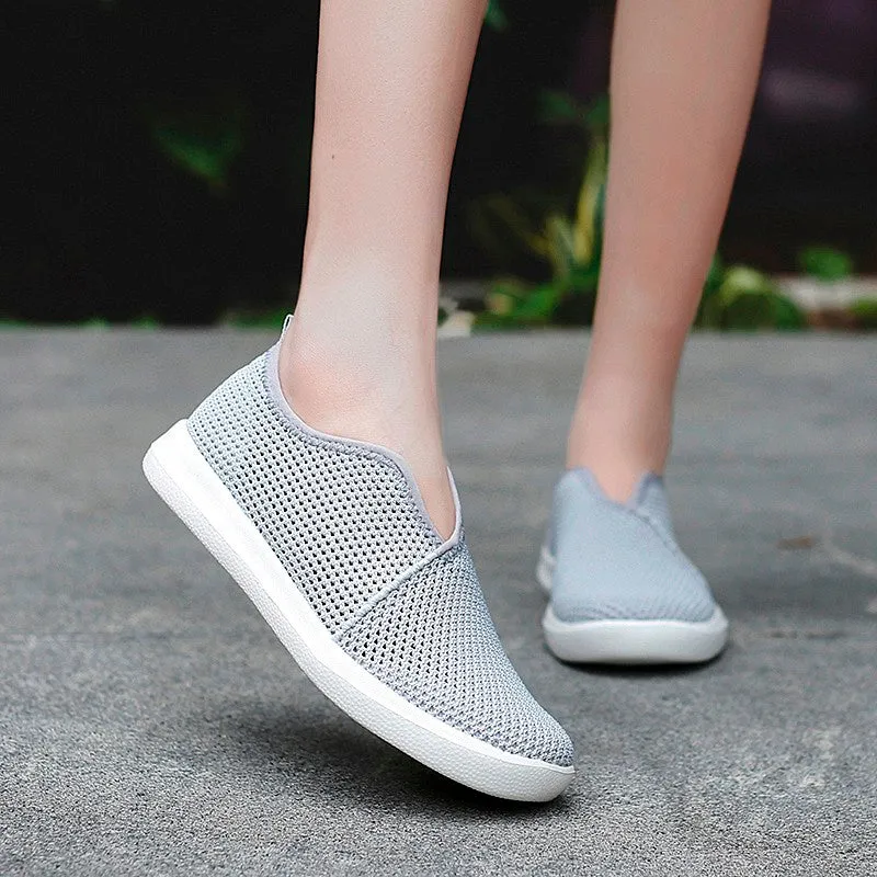 Women's breathable flat slip-on leisure tennis sneakers big