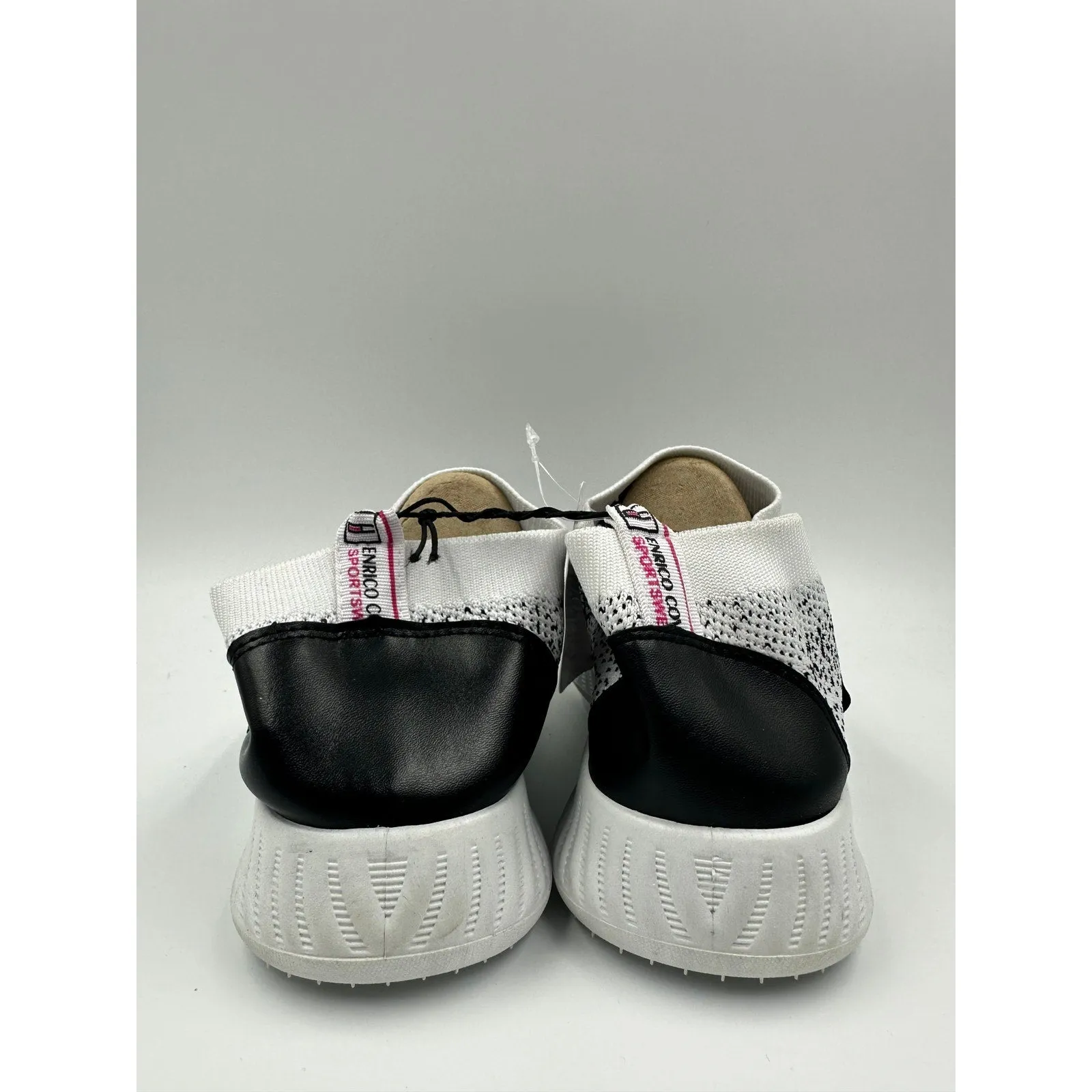 Women's Size 6.5, Slip-on White & Black Casual Sneakers w/ Strap and Cushy Sole